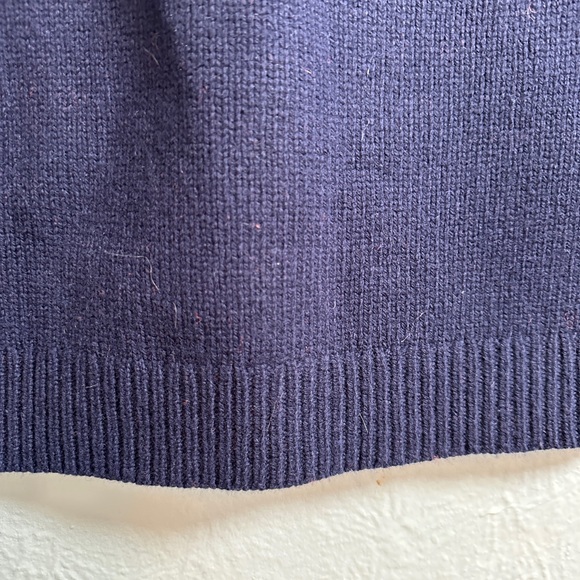 J Crew Women Fair Isle Sweater Merino Wool Blend Ruffle Sleeve Navy Orange Large - Picture 5 of 10